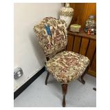 Upholstered Vintage Accent Chair with Floral Pattern