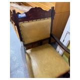 Vintage Wooden Armchair with Yellow Upholstered Seat and Back