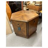 Hexagonal Wood Side Table Cabinet with Storage