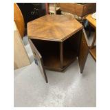 Hexagonal Wood Side Table Cabinet with Storage
