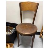Vintage Wooden Dining Chair with Curved Backrest