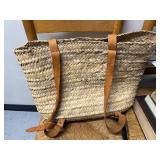 Handwoven Grass Backpack with Leather Straps