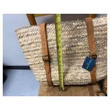 Handwoven Grass Backpack with Leather Straps