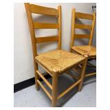 Pair of Ladder Back Wooden Chairs with Woven Rush Seats
