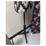 Adjustable Fabric Dress Form Mannequin with Black and White Damask Pattern