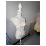 Decorative Dress Form Mannequin with White Floral Pattern