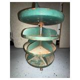 Vintage Green Four-Tier Industrial Metal Rotating Bin Organizer