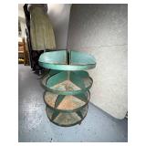Vintage Green Four-Tier Industrial Metal Rotating Bin Organizer