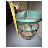 Vintage Green Four-Tier Industrial Metal Rotating Bin Organizer