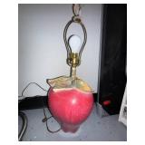 Apple Shaped Table Lamp with Leaf Finial, 27 Inches Tall