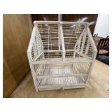 Vintage White Wooden Bird Cage with Sloped Roof