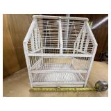 Vintage White Wooden Bird Cage with Sloped Roof