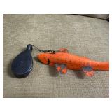 Vintage Wooden Spearing Fish Decoy with Metal Fins and Weight
