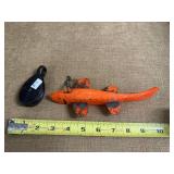 Vintage Wooden Spearing Fish Decoy with Metal Fins and Weight