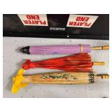 Set of 3 Hand-Painted Asian Paper Parasols with Floral Designs