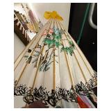 Set of 3 Hand-Painted Asian Paper Parasols with Floral Designs