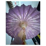 Set of 3 Hand-Painted Asian Paper Parasols with Floral Designs