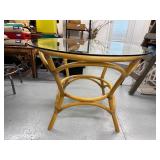 Round Rattan Dining Table with Glass Top
