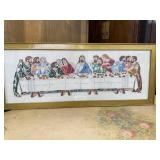 Framed Last Supper Cross Stitch Artwork by Dorothy E. Lehmann 1996