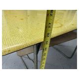 Vintage Yellow Top Metal Folding Table with Shelf 30x24 Inches