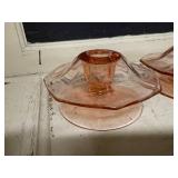 Pair of Pink Depression Glass Candle Holders