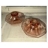 Pair of Pink Depression Glass Candle Holders