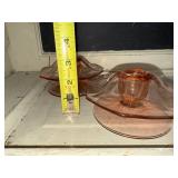 Pair of Pink Depression Glass Candle Holders
