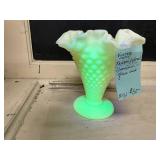 Vintage Fenton Hobnail Uranium Glass Vase