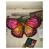 Set of 6 Holiday Glass Christmas Ornaments with Butterfly, Angel, Peacock, and More