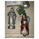 Set of 6 Holiday Glass Christmas Ornaments with Butterfly, Angel, Peacock, and More