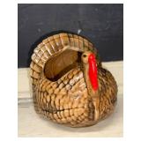 Vintage Ceramic Turkey Planter and Rustic Twine-Wrapped Vase