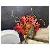 Decorative Tabletop Set with Crystal Lamp, Metal Butterfly, Sea Life Ornaments, Glass Box, and Ceramic Pitcher