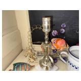 Decorative Tabletop Set with Crystal Lamp, Metal Butterfly, Sea Life Ornaments, Glass Box, and Ceramic Pitcher