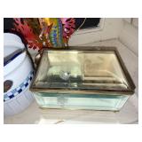 Decorative Tabletop Set with Crystal Lamp, Metal Butterfly, Sea Life Ornaments, Glass Box, and Ceramic Pitcher