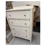 White Wood 4-Drawer Dresser with Vintage Distressed Finish
