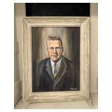 Framed Portrait Painting of Man Signed by T. Mitchell
