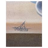 Framed Still Life Artwork with Pottery and Cloth Signed by Artist