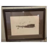 Framed Limited Edition Print Goose Blind Signed by Artist