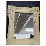 Vintage Hand-Painted Wall Mirror with Decorative Frame, 24x20 Inches