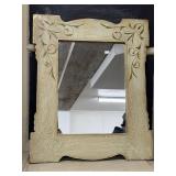 Vintage Hand-Painted Wall Mirror with Decorative Frame, 24x20 Inches