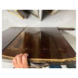 Vintage Three-Panel Wooden Framed Mirror with Decorative Top