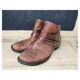 Born Brown Leather Ankle Boots with Buckle Straps Women