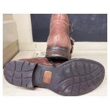 Born Brown Leather Ankle Boots with Buckle Straps Women