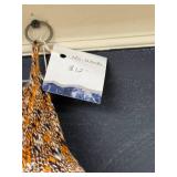 Group of 3 Decor and Craft Items: Woven Hanging Lamp, Wood Sculpture, Knitting Needle Set