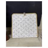 Group of 3 Decor and Craft Items: Woven Hanging Lamp, Wood Sculpture, Knitting Needle Set