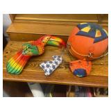 Hand Painted Parrot Wall Decor and Fabric Hot Air Balloon Decoration Set