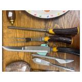 Kitchenware Collection with Vintage Carving Set, Bear Plates, Utensils and Bowls