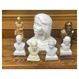 Collection of 7 Composer and Figure Busts and Statues Assorted Materials