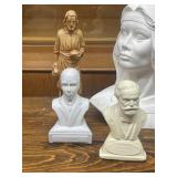 Collection of 7 Composer and Figure Busts and Statues Assorted Materials