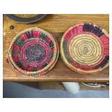 Eclectic Home Decor Collection with Pottery, Woven Basket, Metal Tray, and Decorative Boxes